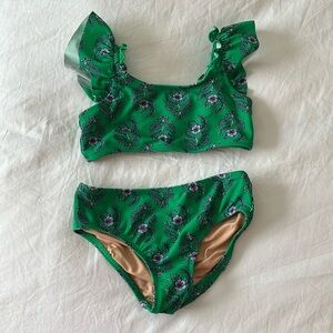 JCREW crewcuts emerald green bikini bathing suit, size 4-5 little girls EUC